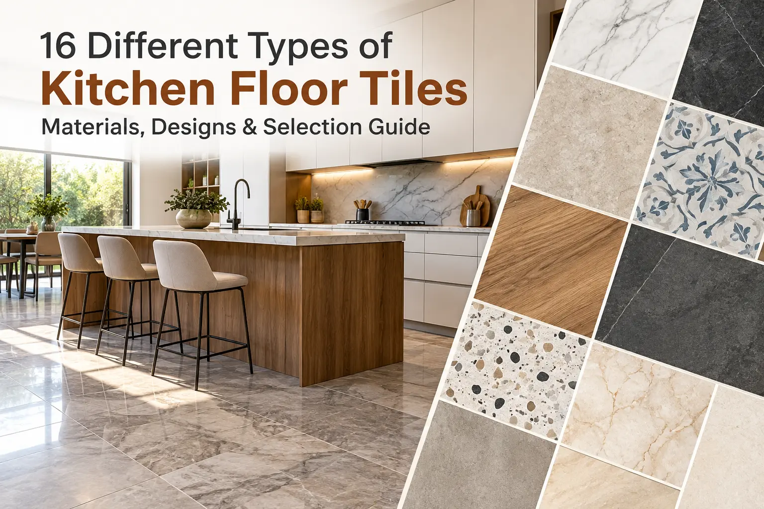  16 Different Types of Kitchen Floor Tiles: Materials, Designs & Selection Guide